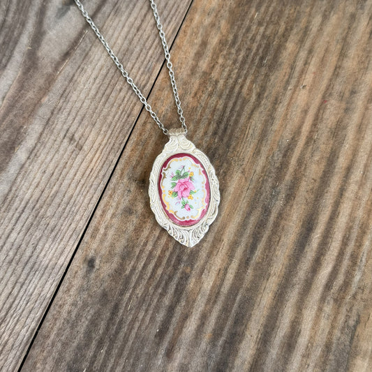 Pink Flower Spoon Necklace