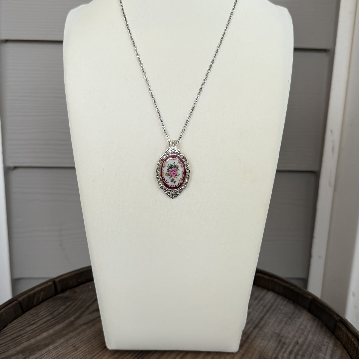 Pink Flower Spoon Necklace